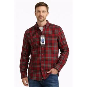 Eddie Bauer Bristol Flannel Plaid Shirt Red Men’s Medium NWT